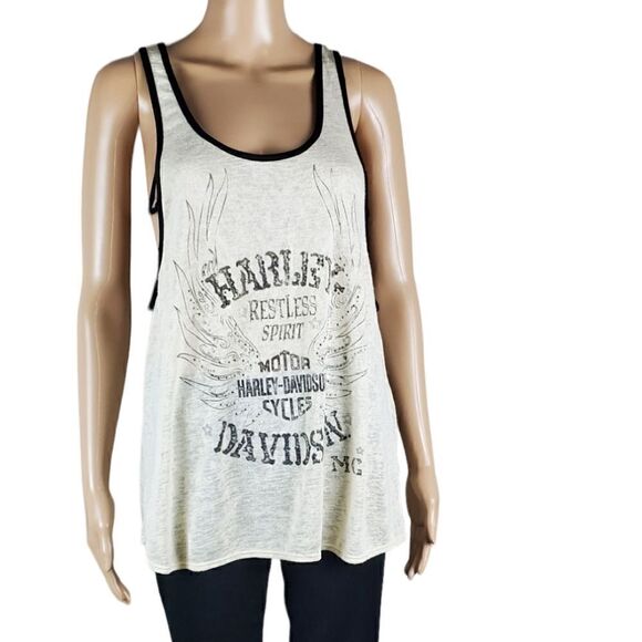 Harley-Davidson Tops - Harley Davidson Oatmeal & Gray Restless Spirt Tank Top